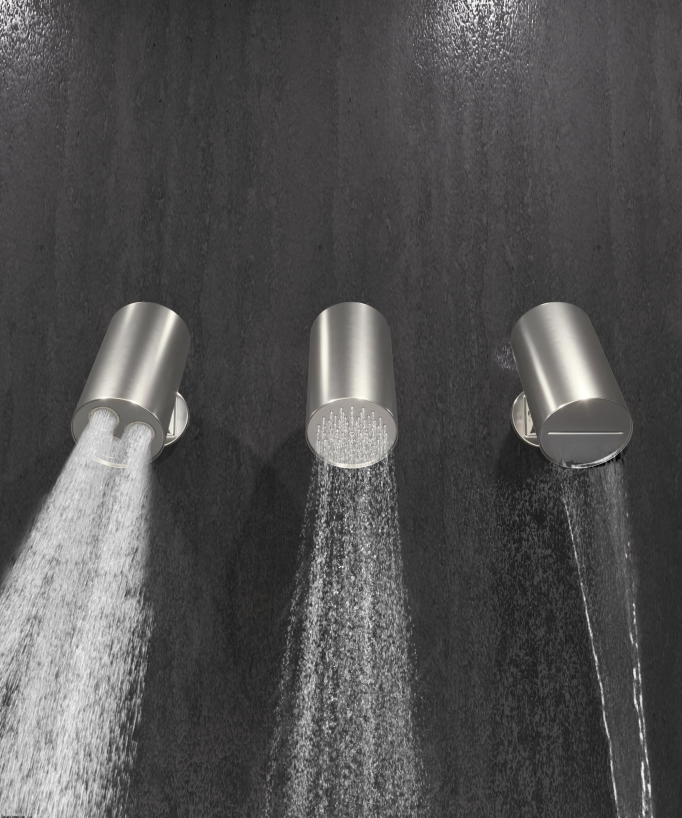 Set miscelatore termostatico multispray con doccetta orientabile Nickel spazzolato - Corbeau