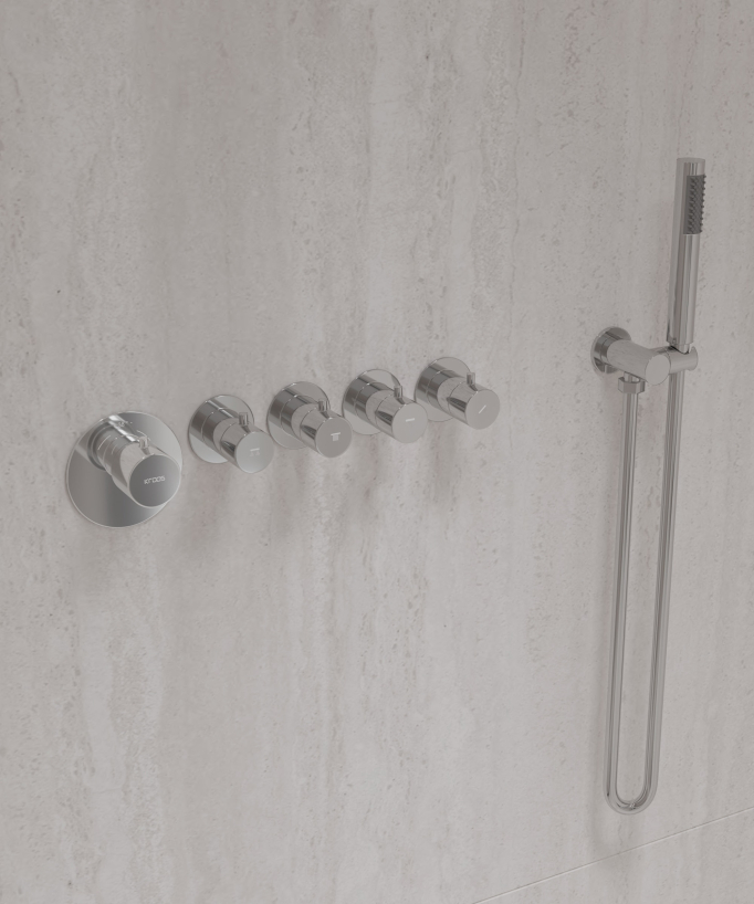 Set miscelatore termostatico multispray con doccetta orientabile Cromato - Corbeau