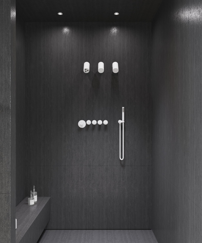 Set miscelatore termostatico multispray con doccetta orientabile Bianco - Corbeau