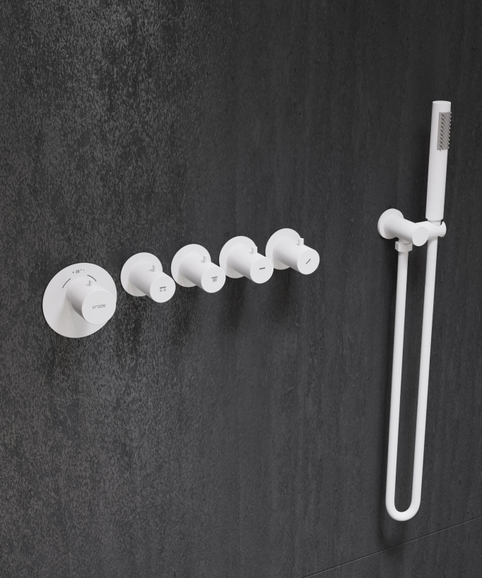 Set miscelatore termostatico multispray con doccetta orientabile Bianco - Corbeau