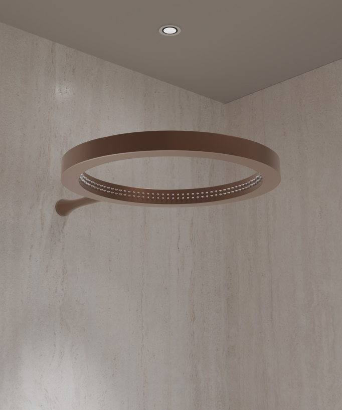 Set doccia con soffione a pioggia circolare Oro rosa spazzolato - Corbeau