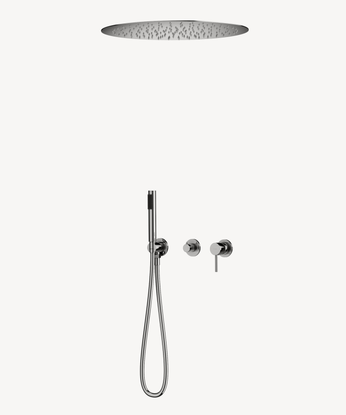 Set miscelatore doccia 3 fori incasso a soffitto rotondo - Corbeau