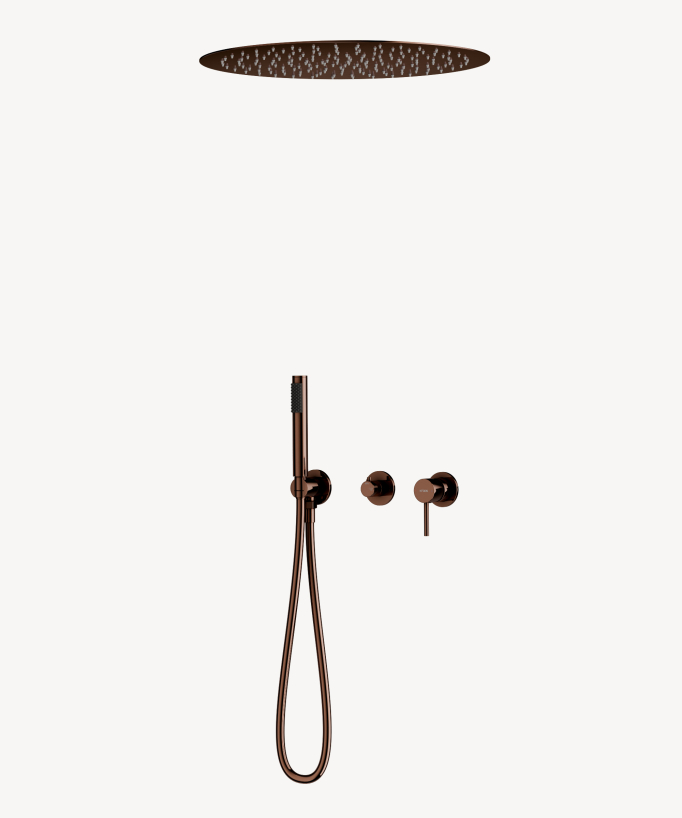 Set miscelatore doccia 3 fori incasso a soffitto rotondo - Corbeau