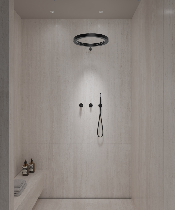 Kit doccia con soffione a pioggia circolare Nero - Corbeau