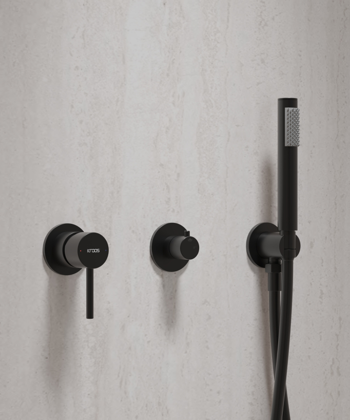 Kit doccia con soffione a pioggia circolare Nero - Corbeau