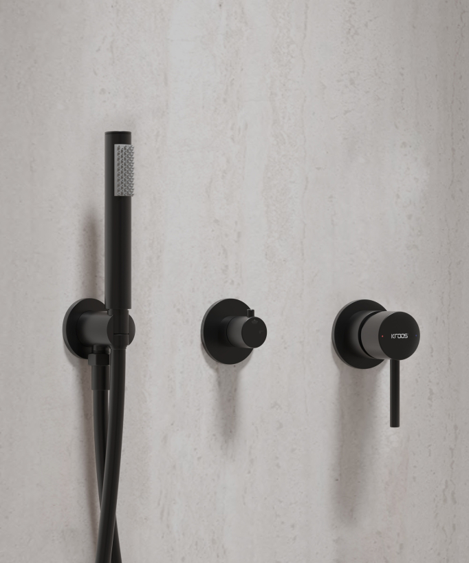 Kit doccia con soffione a pioggia circolare Nero - Corbeau