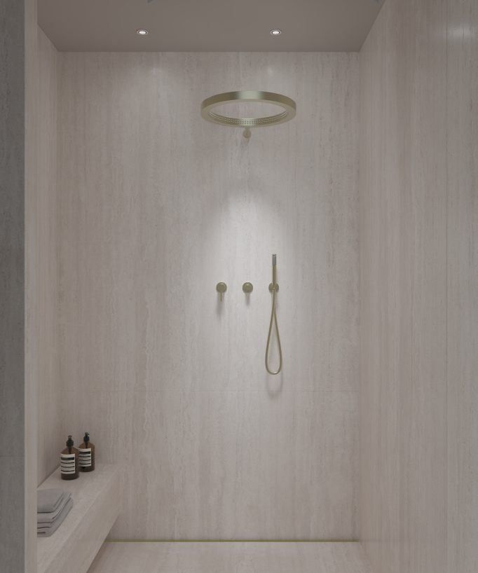 Kit doccia con soffione circolare Oro spazzolato - Corbeau