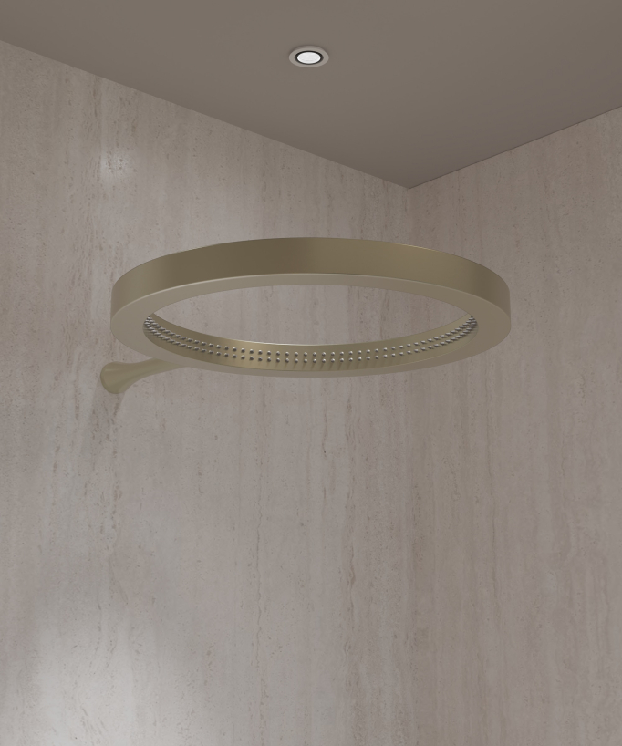 Kit doccia con soffione circolare Oro spazzolato - Corbeau