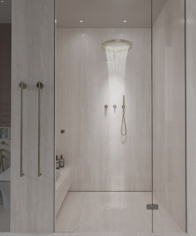 Kit doccia con soffione circolare Oro spazzolato - Corbeau