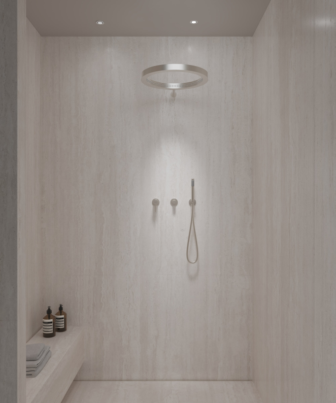 Kit doccia con soffione circolare Nickel spazzolato - Corbeau