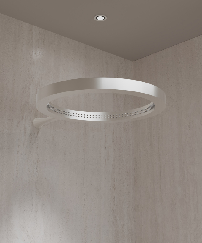 Kit doccia con soffione circolare Nickel spazzolato - Corbeau