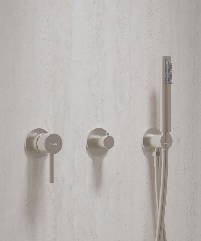 Kit doccia con soffione circolare Nickel spazzolato - Corbeau