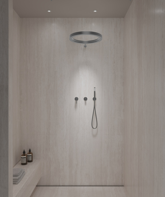 Kit doccia con soffione circolare Gun metal - Corbeau