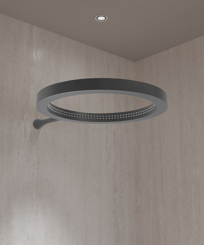 Kit doccia con soffione circolare Gun metal - Corbeau