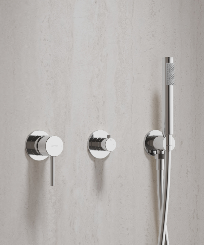 Kit doccia con soffione circolare Cromato - Corbeau