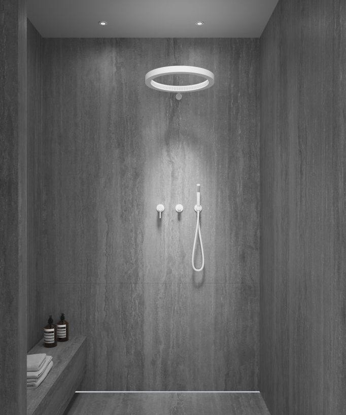 Kit doccia con soffione circolare Bianco - Corbeau