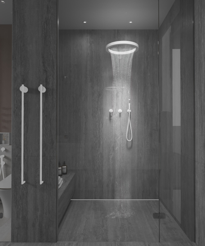 Kit doccia con soffione pioggia circolare - Corbeau