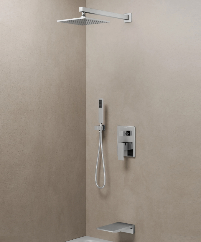 Gruppo doccia e vasca da bagno a incasso Cromo - Thilia - small