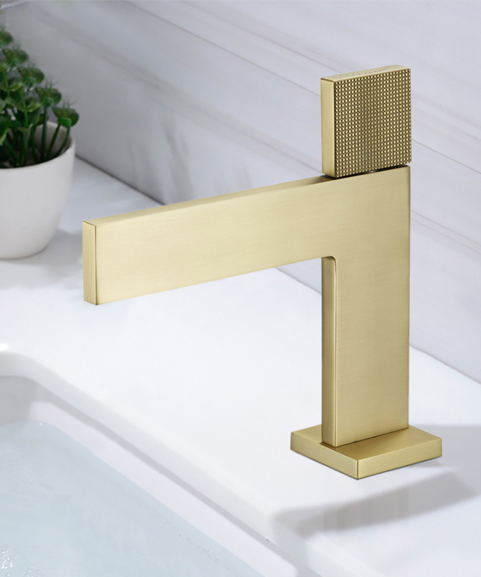 Rubinetto miscelatore lavabo design oro spazzolato - Kyra