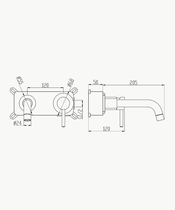 Miscelatore lavabo a parete nichel spazzolato - Corbeau
