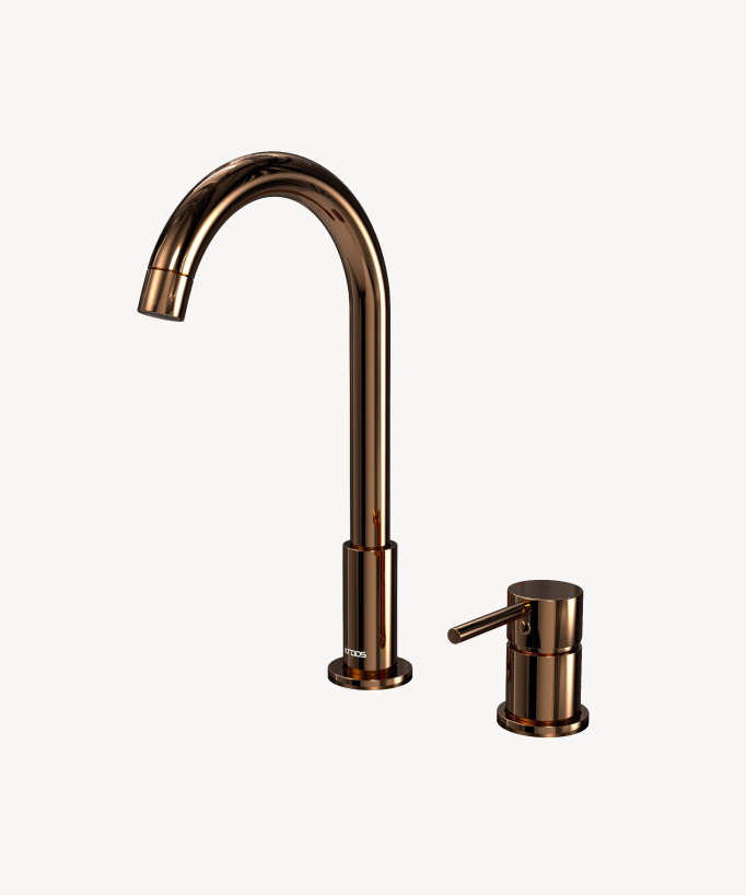 Miscelatore lavabo 2 fori oro rosa - Corbeau - small