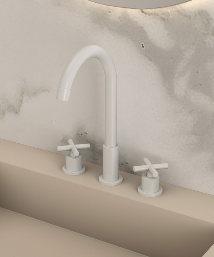 Rubinetto lavabo a ponte bianco - Corbeau - small