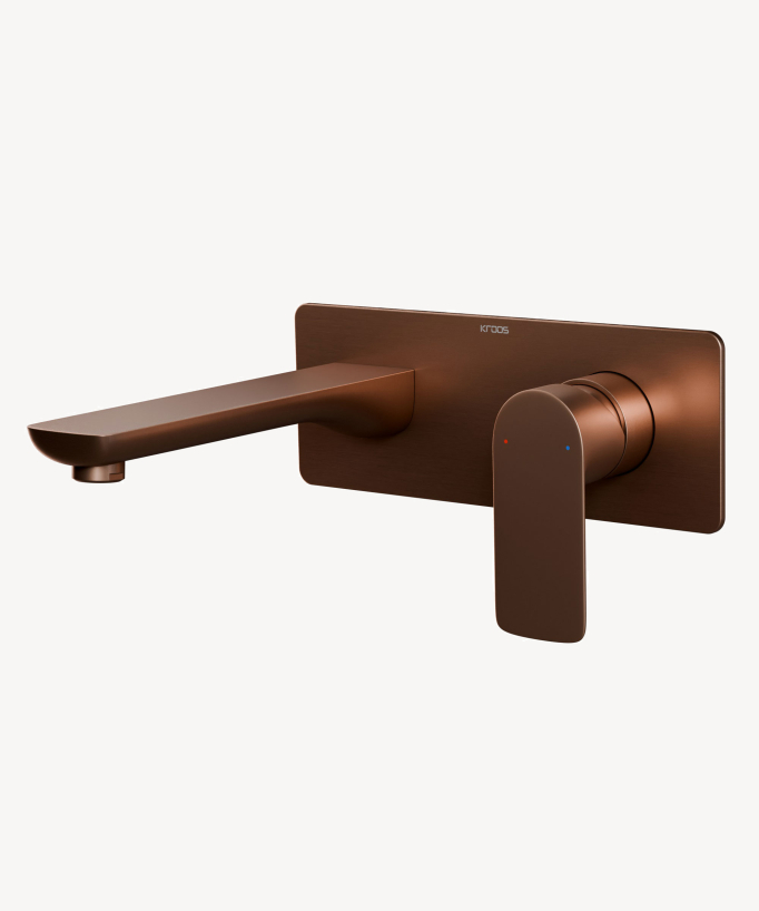 Miscelatore lavabo da incasso oro rosa spazzolato - Nunki - small