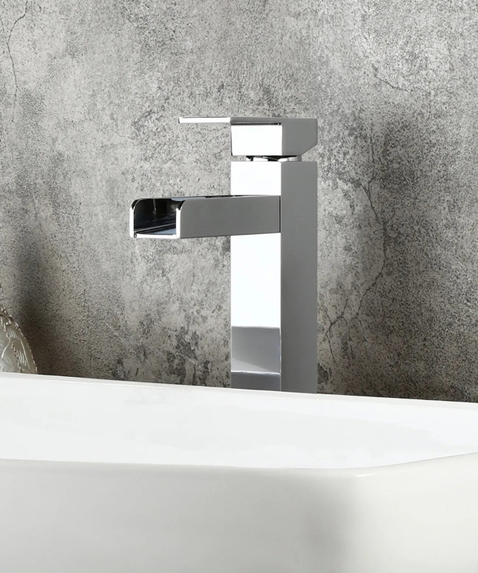 Miscelatore a cascata per lavabo in cromo alto - Alnair