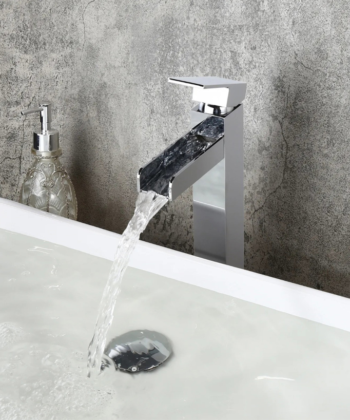 Miscelatore a cascata per lavabo in cromo alto - Alnair