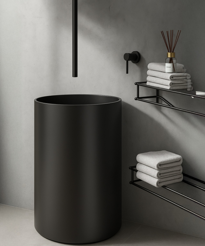 Miscelatore lavabo sospeso a soffitto Nero - Corbeau