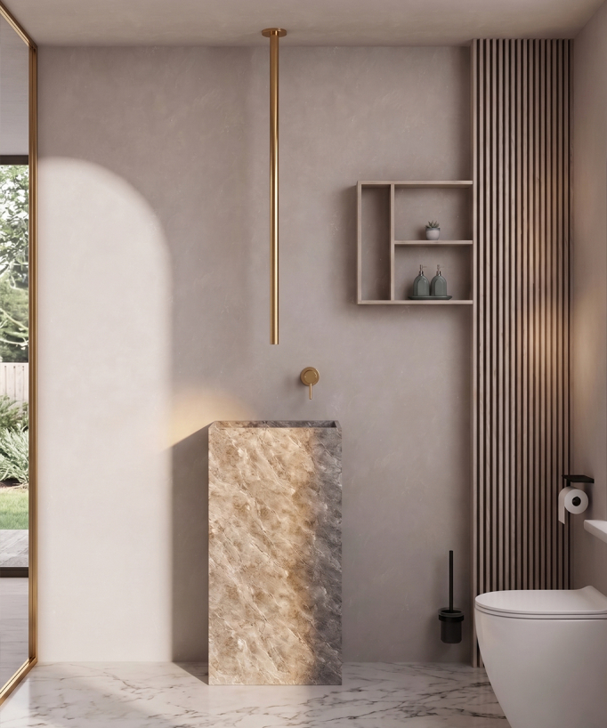 Miscelatore lavabo sospeso a soffitto Dorato - Corbeau