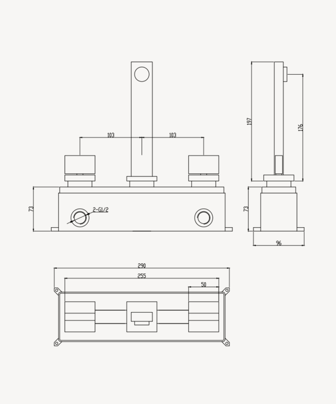 Miscelatore lavabo incassato Gun metal - Sirius