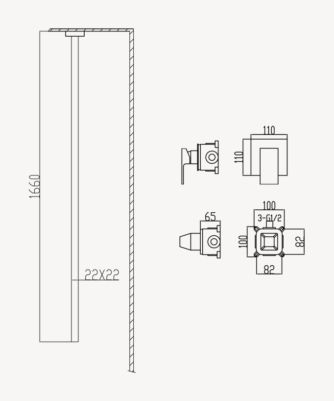 Miscelatore lavabo sospeso a soffitto - Sirius