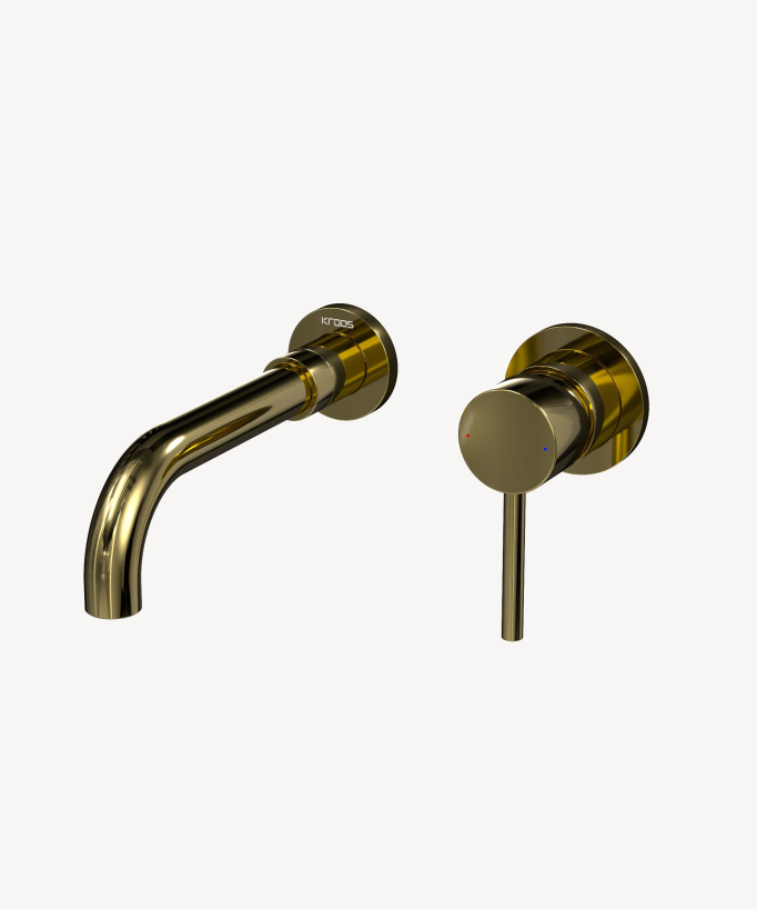 Miscelatore lavabo a parete dorato - Corbeau - small