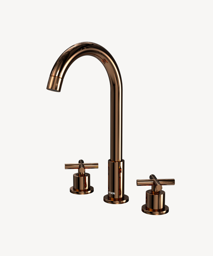 Rubinetto lavabo a ponte oro rosa - Corbeau - small