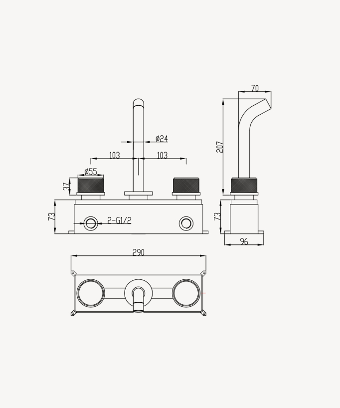 Rubinetto miscelatore a muro per lavabo Cromato - Leros