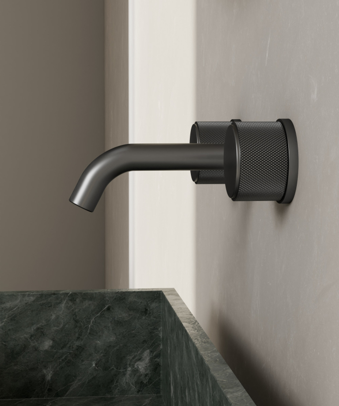 Rubinetto miscelatore a muro per lavabo Gun metal - Leros