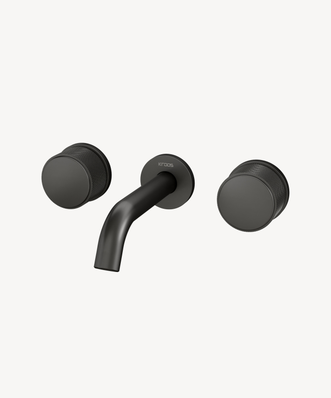 Rubinetto miscelatore a muro per lavabo Gun metal - Leros