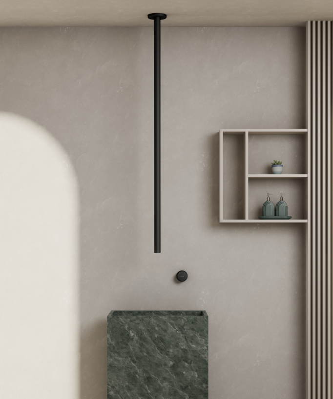 Miscelatore lavabo sospeso a soffitto senza regolazione portata Nero - Leros