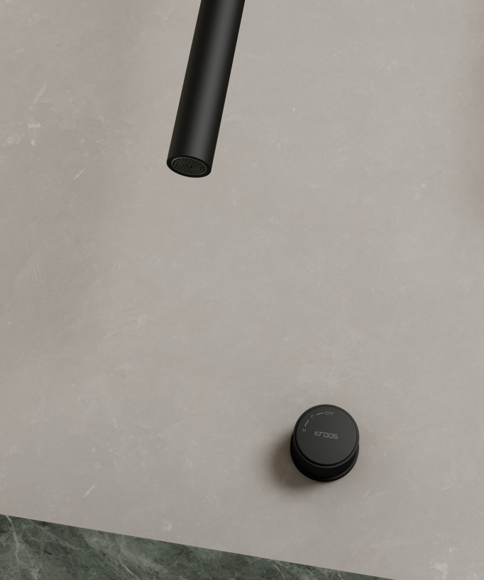 Miscelatore lavabo sospeso a soffitto senza regolazione portata Nero - Leros