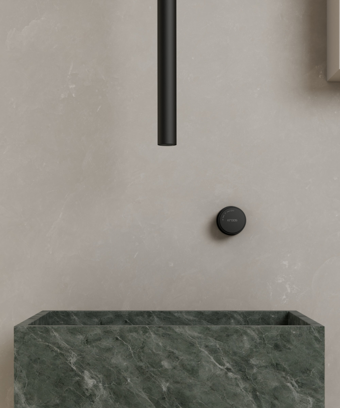 Miscelatore lavabo sospeso a soffitto senza regolazione portata Nero - Leros