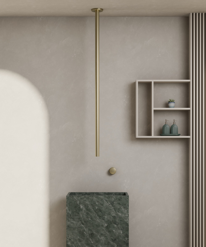 Miscelatore lavabo sospeso a soffitto senza regolazione portata Oro spazzolato - Leros