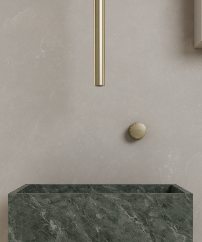 Miscelatore lavabo sospeso a soffitto senza regolazione portata Oro spazzolato - Leros