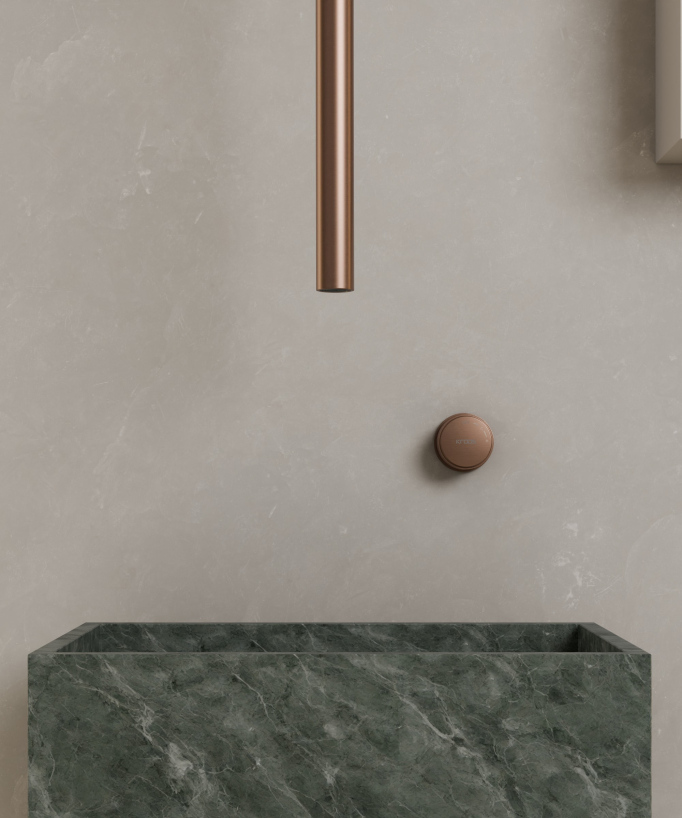 Miscelatore lavabo sospeso a soffitto senza regolazione portata Oro rosa spazzolato - Leros