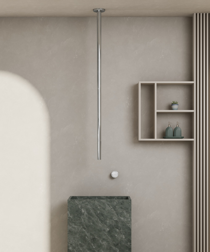 Miscelatore lavabo sospeso a soffitto senza regolazione portata Cromato - Leros