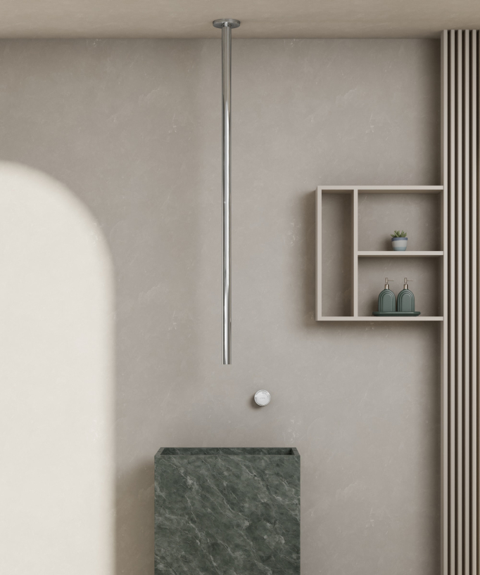 Miscelatore lavabo sospeso a soffitto senza regolazione portata Cromato - Leros