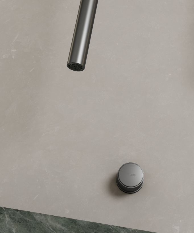 Miscelatore lavabo sospeso a soffitto senza regolazione portata Gun metal - Leros