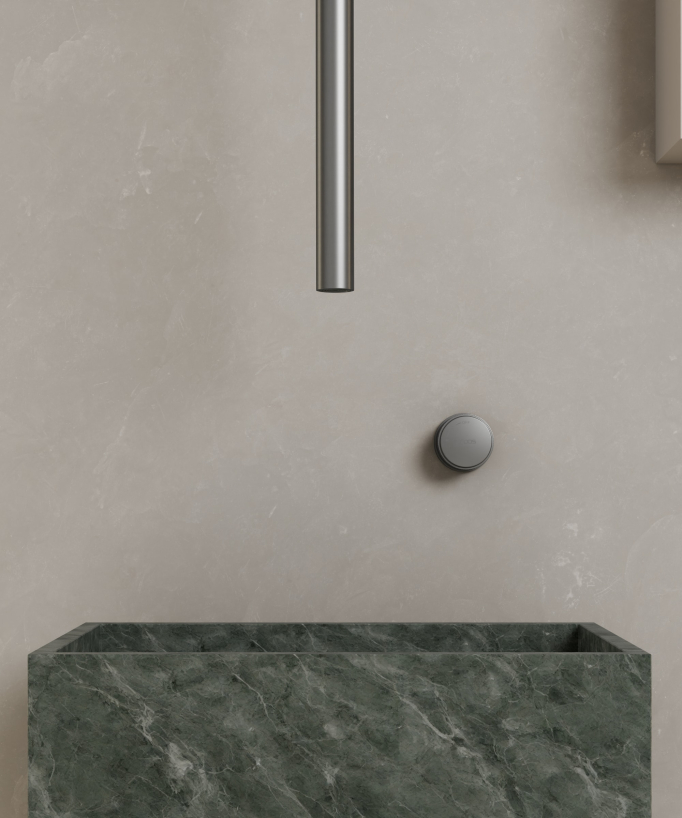 Miscelatore lavabo sospeso a soffitto senza regolazione portata Gun metal - Leros