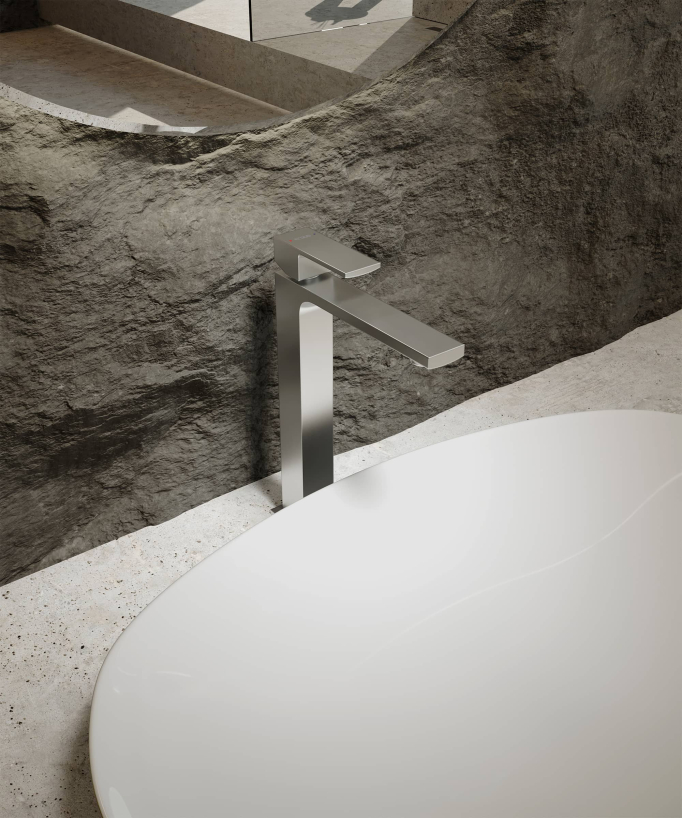 Miscelatore lavabo rialzato nickel spazzolato - Sirius