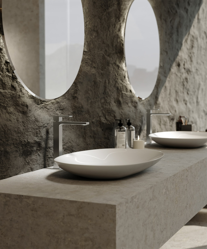 Miscelatore lavabo rialzato nickel spazzolato - Sirius